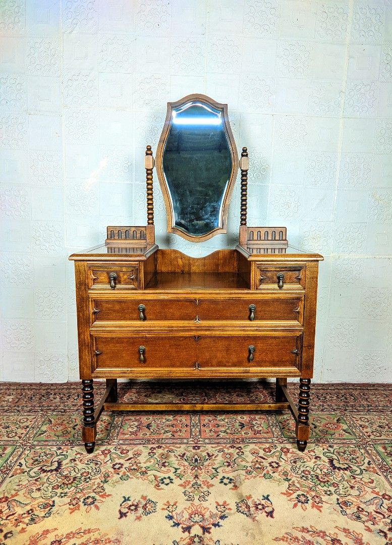Vintage Solid Zelkova Wood Dresser (Category: Tables & Sets) located in Santa Maria. Submitted by jmls_japan (Listing ID 1440675770, Image 1). Description: 🔥 Vintage Solid Zelkova Wood Dresser ✨ ​Add a touch of elegance to your space with this beautiful vanity table from South Korea's Heung Il Furniture. Crafted from heavy duty solid Zelkova (Korean Elm) wood. It highlights a stunning natural grain, four spacious drawers with vintage brass style