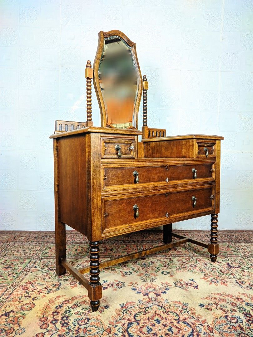 Vintage Solid Zelkova Wood Dresser (Category: Tables & Sets) located in Santa Maria. Submitted by jmls_japan (Listing ID 1440675770, Image 2). Description: 🔥 Vintage Solid Zelkova Wood Dresser ✨ ​Add a touch of elegance to your space with this beautiful vanity table from South Korea's Heung Il Furniture. Crafted from heavy duty solid Zelkova (Korean Elm) wood. It highlights a stunning natural grain, four spacious drawers with vintage brass style