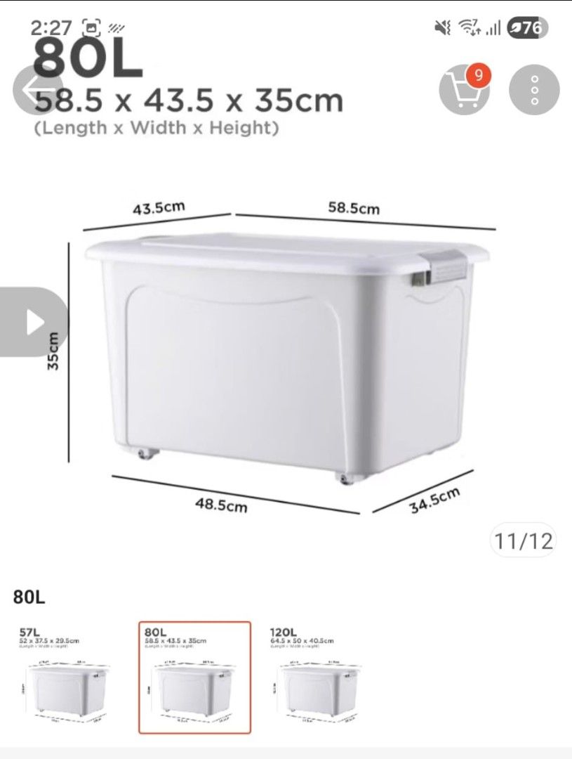 80L Storage Box with Lid