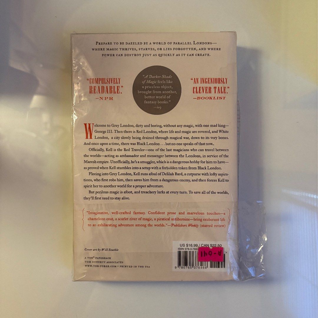 A DARKER SHADE OF MAGIC by V.E. Schwab (Category: Storybooks) located in Makati City. Submitted by yoiscart (Listing ID 1435753187, Image 2). Description: A DARKER SHADE OF MAGIC by V.E. Schwab • Sealed • Brand New • Yellowing in pages due to storage.