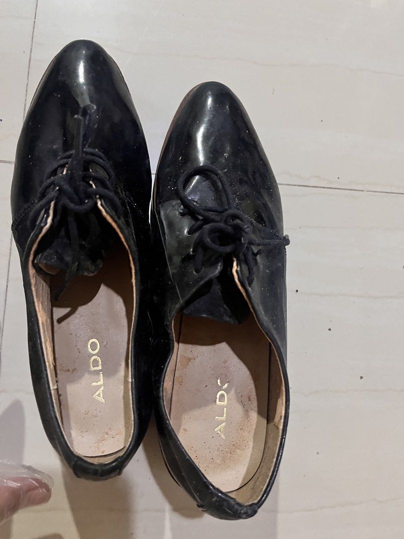 Aldo Black Platform Shoes (Category: Heels) located in Rizal. Submitted by authenticity17 (Listing ID 1435826649, Image 3). Description: - Aldo black platform shoes - Lace-up style - Glossy finish - Platform sole - Features Aldo logo on insole - Pre-owned.