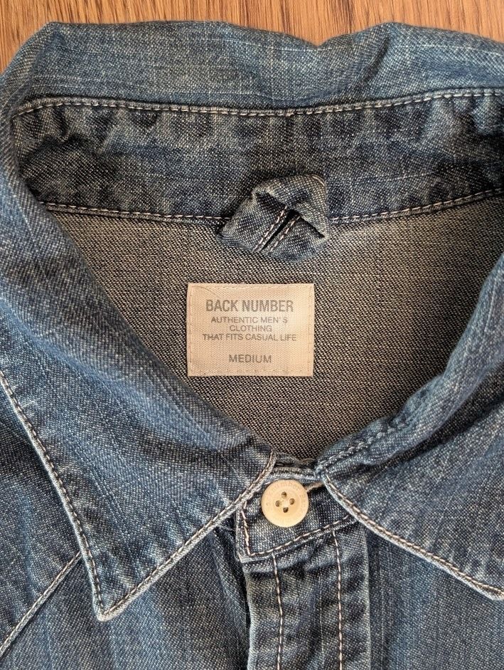 Back Number JP Denim Polo/Button down (Japanese brand) (Category: Tshirts & Polo Shirts ) located in Manila. Submitted by fromsiah (Listing ID 1435829375, Image 2). Description: Pre-owned Back Number JP Denim Polo/Button down (Japanese brand) SIZE: Medium DIMENSIONS: Width - 21in Length - 23in CONDITION: 9.5/10 Color may vary due to lighting.
