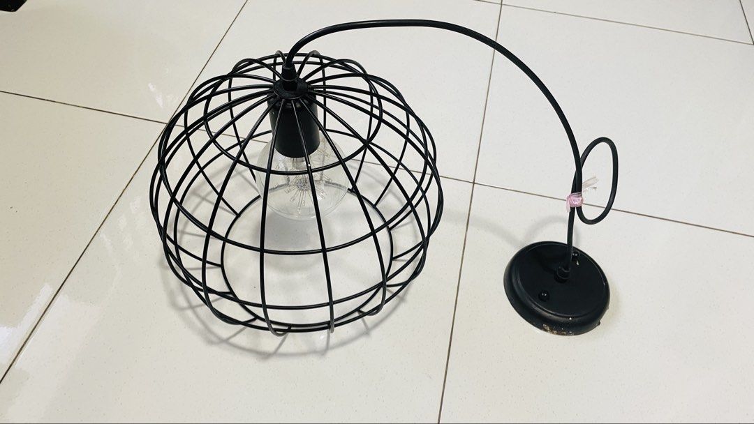 Black Cage Pendant Light with Track Lighting
