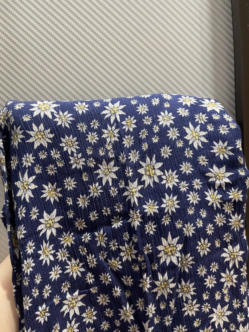 Blue Floral Maxi Skirt (Category: Skirts) located in Quezon City. Submitted by dnnptn (Listing ID 1435723517, Image 2). Description: - Navy blue midi skirt - White floral pattern - High-waisted - Flowy silhouette - Lightweight fabric - Comfortable fit - Versatile style DM for exact measurements .