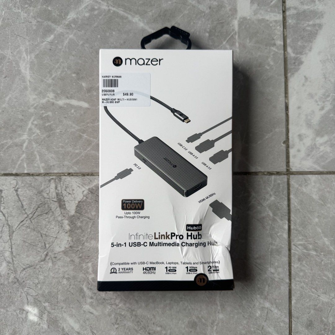 [BNIB] Mazer InfiniteLinkPro Hub60 5-in-1 USB C Multimedia Hub