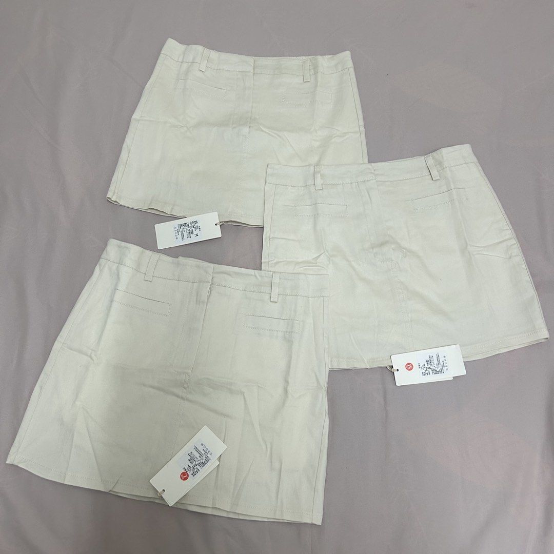 Brandnew | Cream Skirt (Category: Skirts) located in Caloocan City. Submitted by trisdeclutters (Listing ID 1435855784, Image 1). Description: Last price already Size M (2pcs avail) Waist: 27" to 28" Length: 13" Size L (1pc avail) Waist: 28" to 29" Length: 13.5" ₱100 each With inner shorts No flaws & never used ‼️no reservations, exchange, cancellation, return, refund‼️.