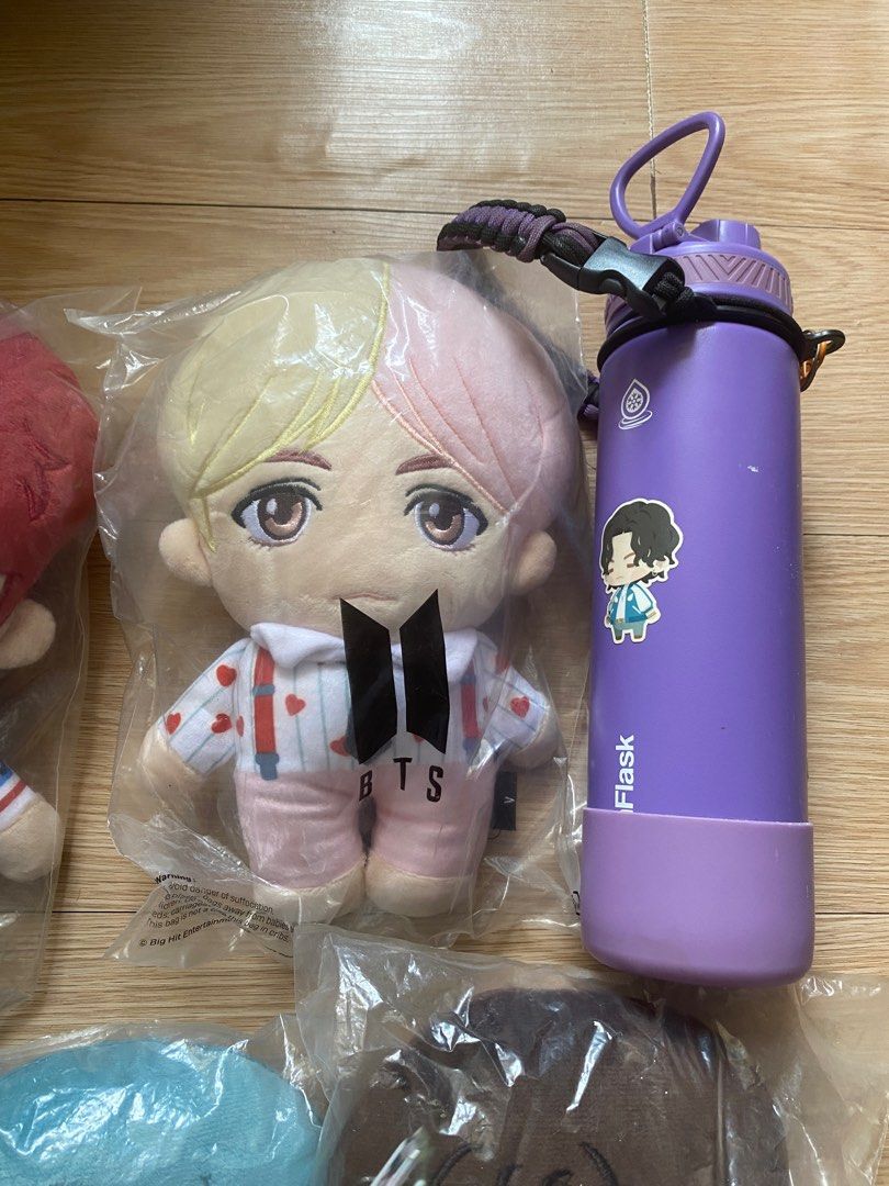 BTS TinyTan plushies (Category: Plushies & Soft Toys) located in Rizal. Submitted by 17.righthere (Listing ID 1435739696, Image 2). Description: BTS TinyTan plushie (standing) P450 each member JK, V, Jimin 1:1 with RM, JH SG, Jin If take All 3K only.