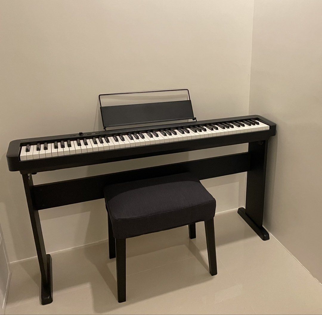 Casio Digital Piano with stand and stool (Category: Musical Instruments) located in Manila. Submitted by rob8819 (Listing ID 1427209702, Image 1). Description: - Casio digital piano - CDP-S110 - Fully weighted 88 keys - With pedal - No issues - Lightly used - With stand and stool.