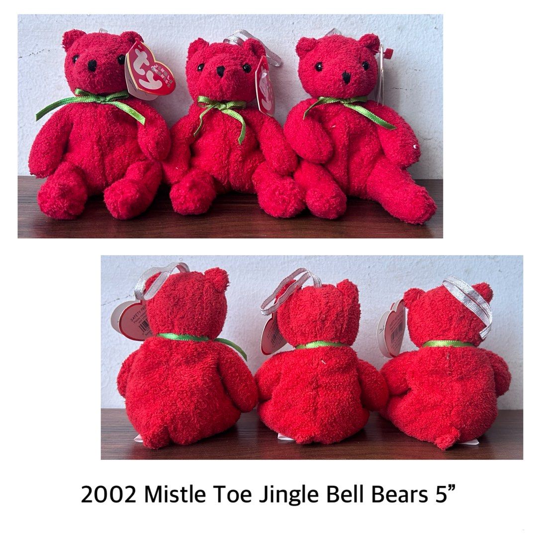 Christmas TY Stuffed Plush Toys 2002 (Category: Toys & Games) located in Pasig City. Submitted by califinestcollectibles (Listing ID 1435756057, Image 3). Description: Christmas TY Stuffed Plush Toys 2002 •3pcs - 2002 TY Mistle Toe Jingle Bell Bears 5” - 150 each •2pcs - 2002 TY Bow Wow Beanie Dog Toy Zero Penguin 4” - 150 each •2002 TY Jingle: Santa the Elf 5” - 150 pesos Original/Authentic From USA Pick Up at One Oasis condominium ortigas exten