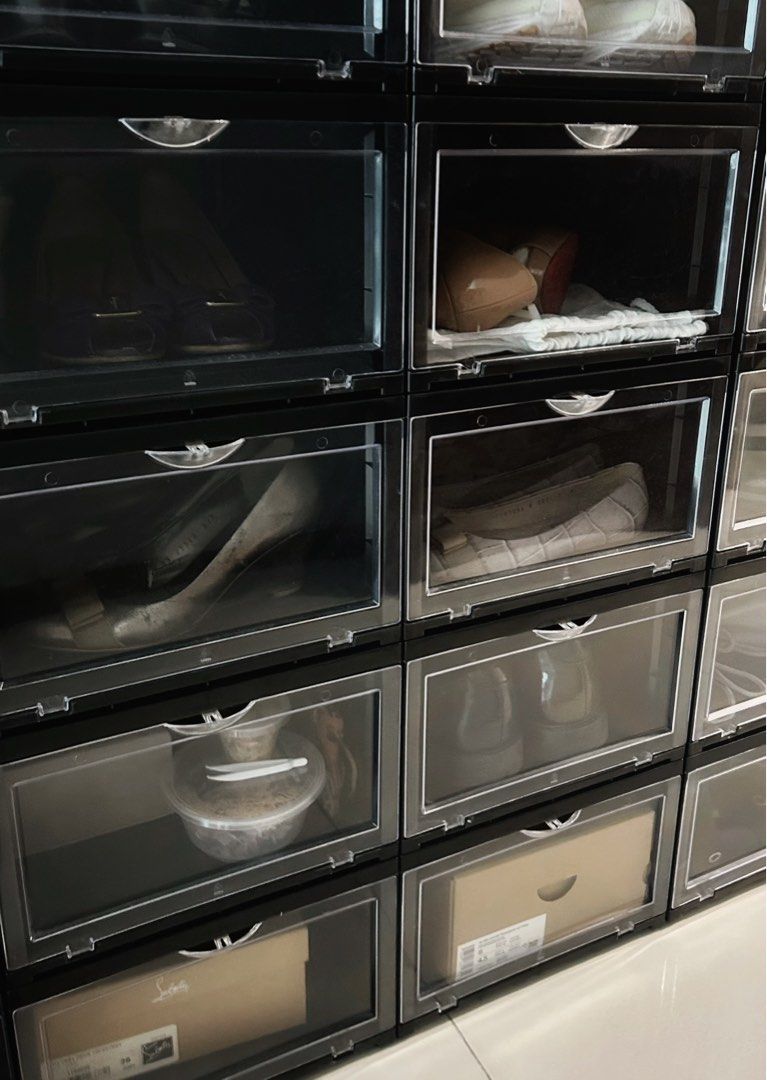 Clear Black Stackable Shoe Box444177737528780801