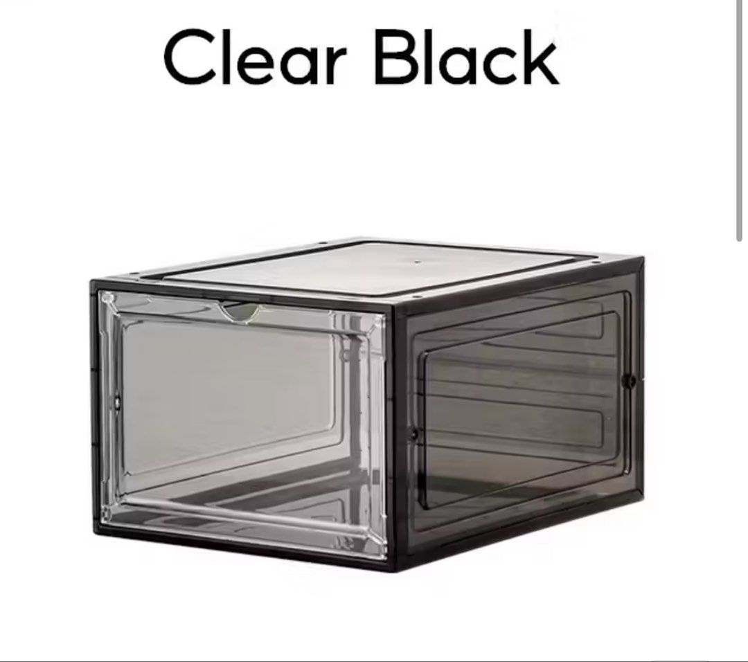 Clear Black Stackable Shoe Box444177737528780800