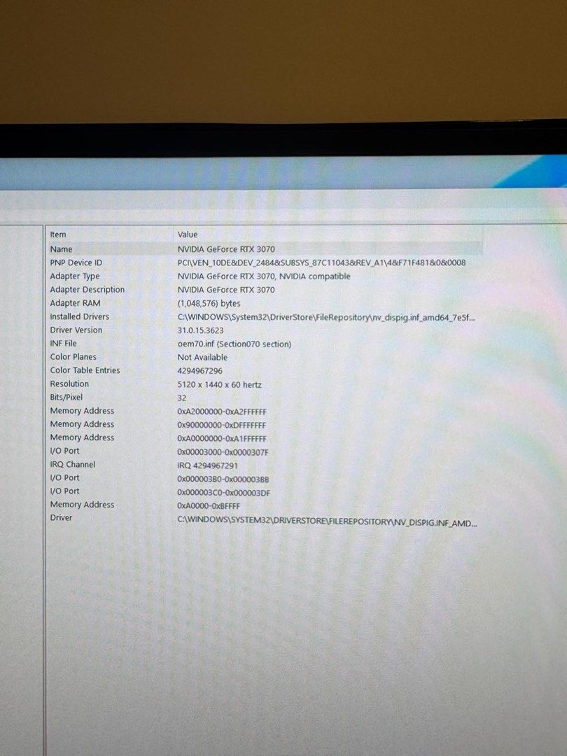 CPU I7-8700 Nvidia RTX3070444113679045765122