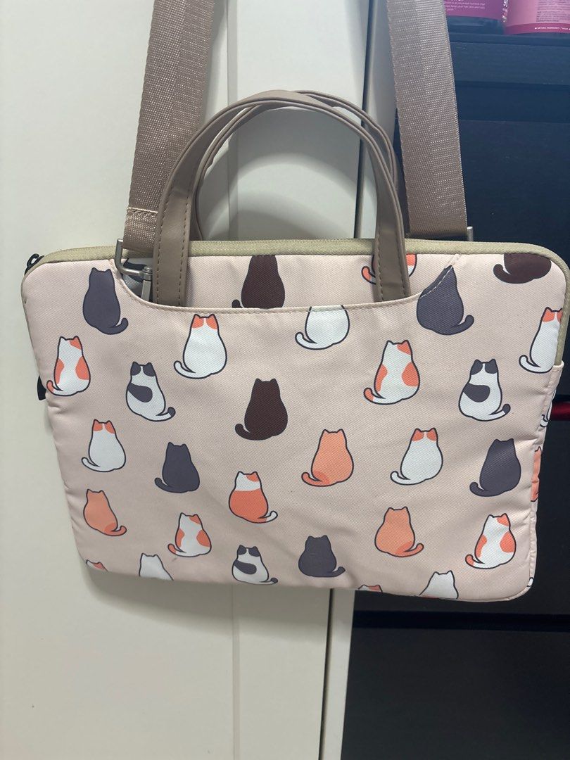 Cute Cat Print Laptop Bag with Shoulder Strap