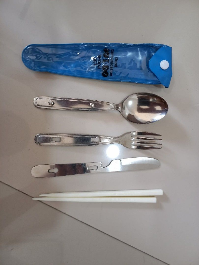 Cutlery Set, stainless Straws and Chopsticks (Category: Dinnerware & Cutlery) located in Marikina City. Submitted by elljav (Listing ID 1435823642, Image 1). Description: SELLING THIS CUTLERY SET, CHOPSTICKS AND STRAWS for 50pesos only! refer to photos for condition never used po ito. rfs: moving out sale meetup or pick up via courier delivery app, just let me know. 😊.