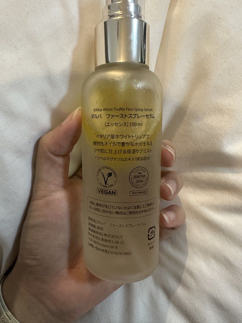 d'Alba Piedmont First Spray Serum 100ml (Category: Face Care) located in Plaridel. Submitted by juliaco08 (Listing ID 1435794870, Image 2). Description: - d'Alba Piedmont First Spray Serum - Hydrates and gives radiant skin - 100ml bottle (90% full) - rfs: too many facial spray - bought it in japan, opened only this February .