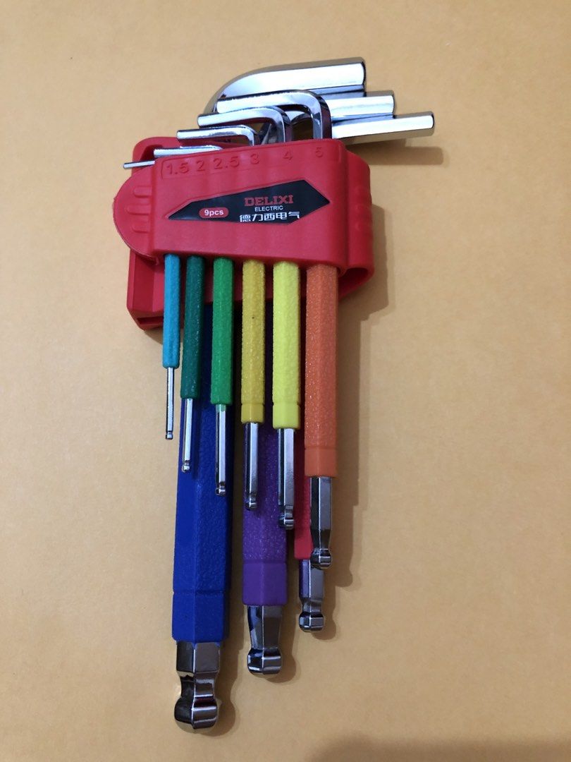 DELIXI 9-Piece Color-Coded Hex Key Set (Allen Keys) - Ball End ...