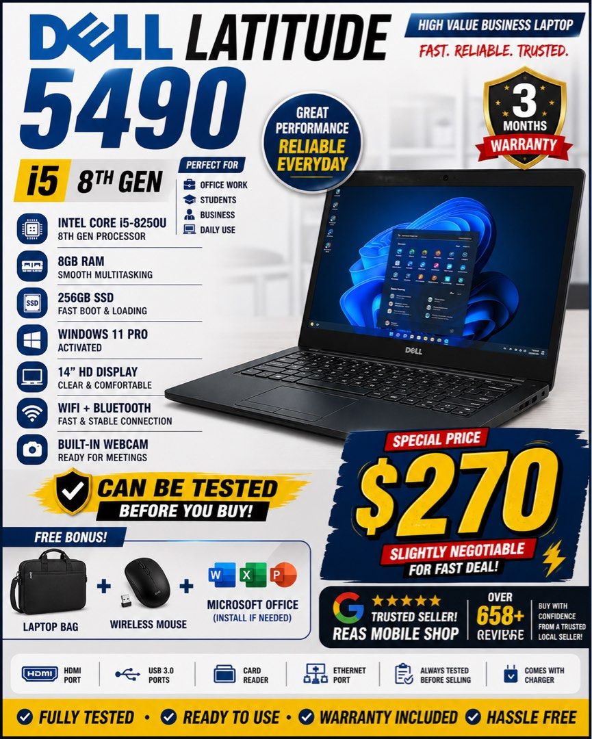 Dell Latitude 5490 i5 8th Gen 8GB 256GB SSD
