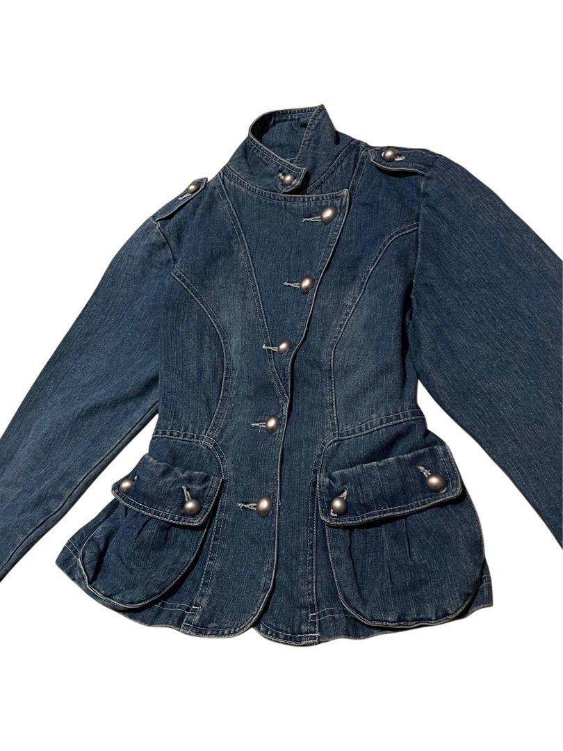 Denim Cinched Peplum Jacket (Category: Coats, Jackets and Outerwear) located in Taguig. Submitted by lilithryft (Listing ID 1435897074, Image 2). Description: Denim Cinched Peplum Jacket ₱265 only!! • size small No brand.