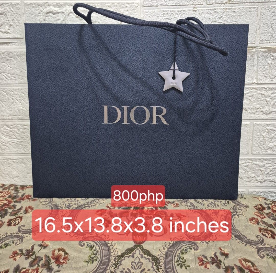 Dior Paper Bag with Star Charm (Category: Luxury Accessories) located in Pasig City. Submitted by luxbox_acc (Listing ID 1435780939, Image 2). Description: Prices and size for each are indicated in the picture Star charm is included.