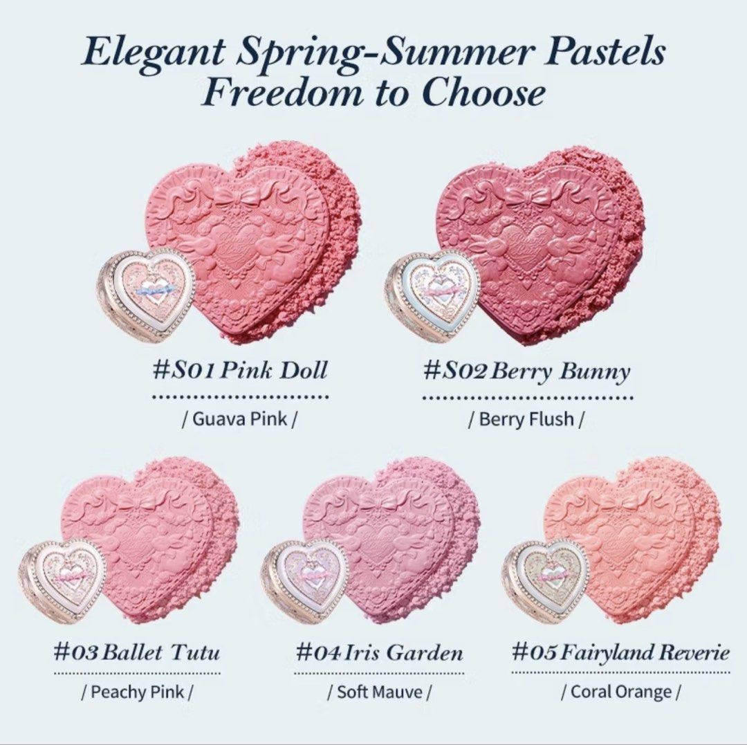 Flower Knows Bunny Garden Collection Blush (Category: Makeup) located in Manila. Submitted by pasabuy.me.ph (Listing ID 1435777912, Image 3). Description: Flower Knows Bunny Garden Collection Blush - 100% authentic - Available shades: Pink Doll, Berry Bunny, Ballet Tutu, Iris Garden, Fairyland Reverie - Features a detailed embossed design - Decorative, ornate compact design - Spring-Summer Pastels collection.