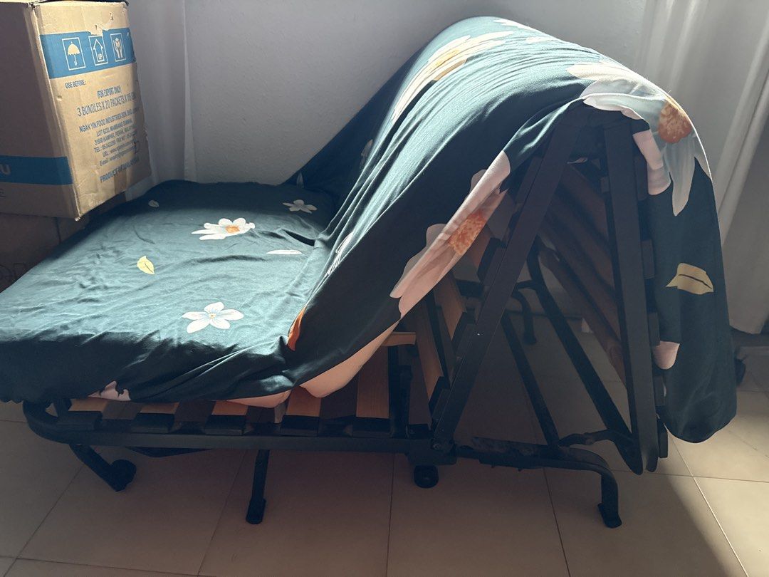 Foldable Sofa Bed with Floral Cover