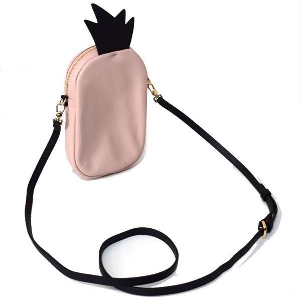FURLA Pineapple Crossbody Bag (Category: Cross-body Bags) located in Quezon City. Submitted by elize.noelle (Listing ID 1435865508, Image 2). Description: Furla crossbody bag with a unique pineapple design. Features a quilted pink body, black strap, and gold-tone hardware. Includes a zipper closure and a black pineapple-shaped top. Light Pink; Material: Calf Leather Size (Approx.): Height 6.7 inches (17 cm) (excluding leaf motif) x Width 4.7 inch