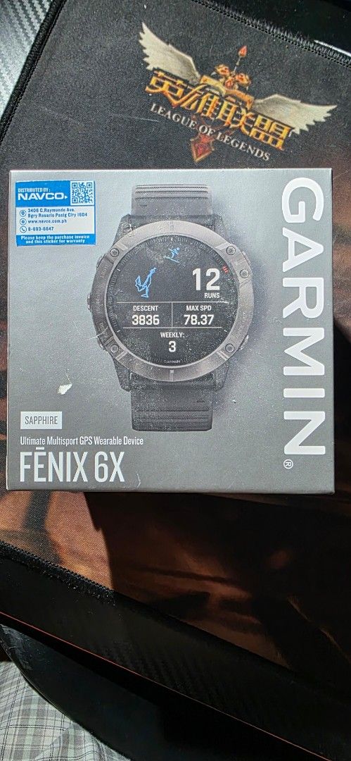Garmin Fenix 6X Sapphire Smartwatch (Category: Wearables & Smart Watches) located in Marikina City. Submitted by kgcdl (Listing ID 1435884956, Image 3). Description: - Garmin Fenix 6X Sapphire smartwatch - Stylish red strap - Black bezel and digital display - Includes original box - GPS and Multi-Sport functionality - 100 meters water resistance.