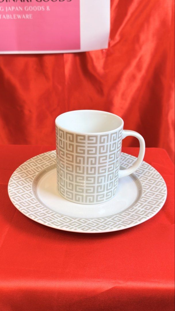 GIVENCHY MUG W/CAKE PLATE RARE SOLD PER SET (Category: Coffee & Tea Tableware) located in Quezon. Submitted by nipponoinarigoods (Listing ID 1435846443, Image 1). Description: Selling per set Gray and gold color Unused vgc Sho@pee price Php1500 Direct price 1200.