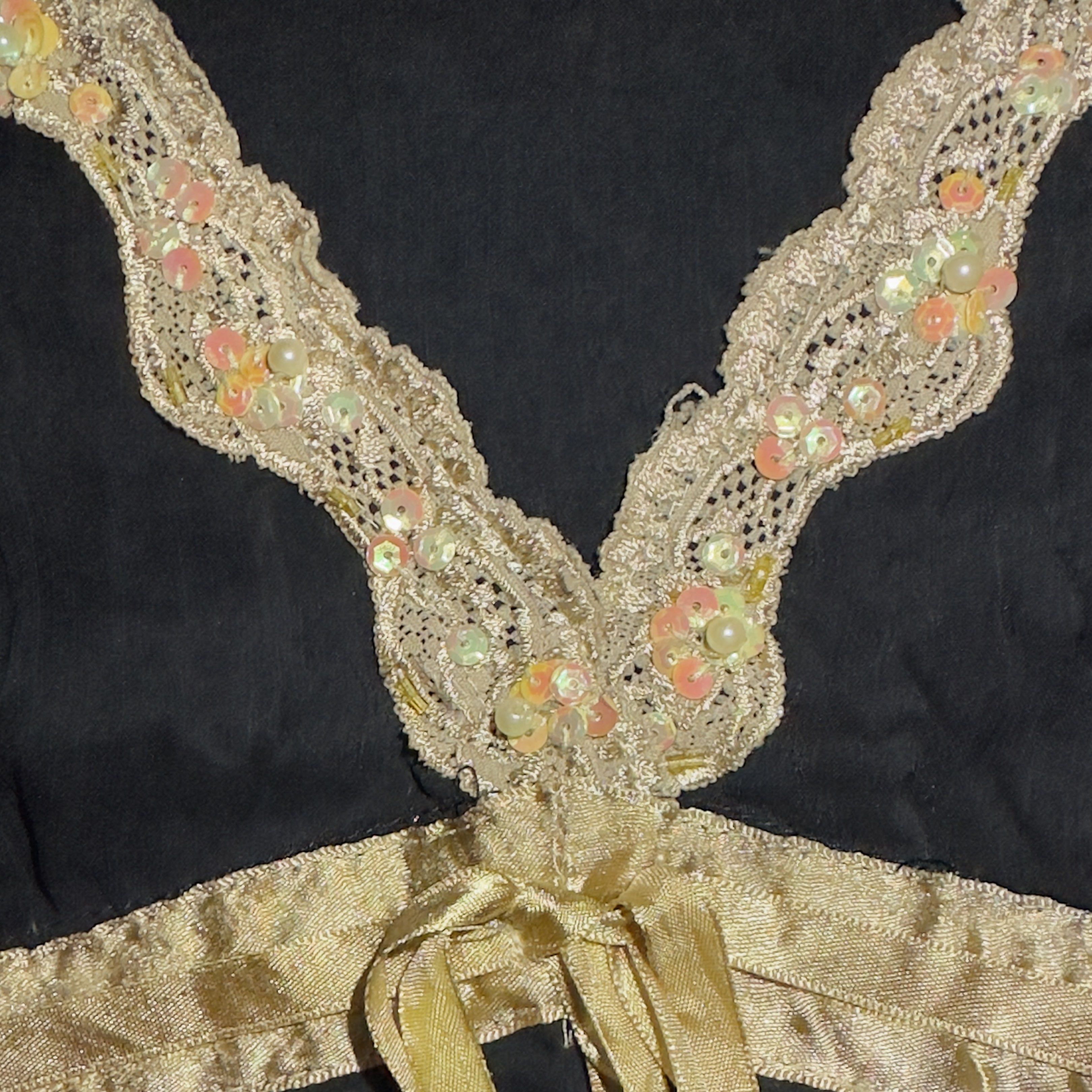Gold Lace V-neck Sheer Black Top (Category: Blouses) located in Bulacan. Submitted by pusang1namu (Listing ID 1435865896, Image 2). Description: .