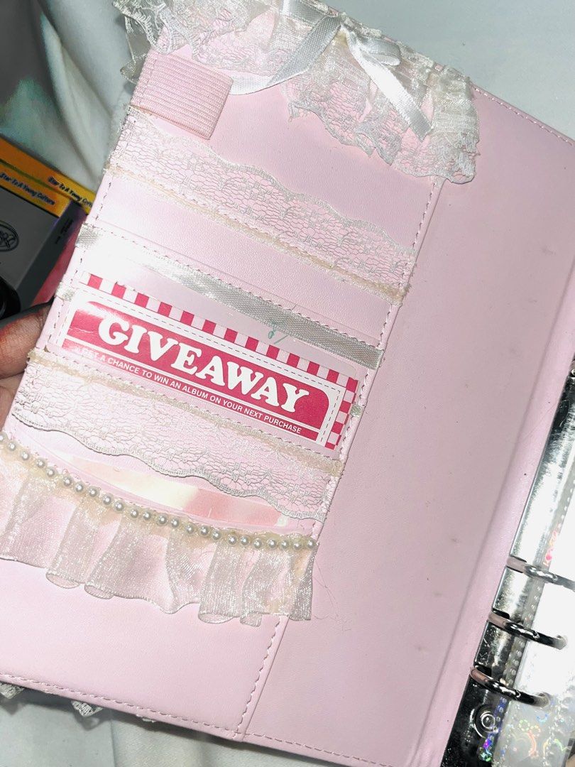 Handmade Lace Binder (Category: Handmade Craft) located in Cavite. Submitted by mqaelaa (Listing ID 1435849883, Image 3). Description: Handmade Lace Binder with freebie 2 page hearts sheets and Enhypen Photocard set (not official) .