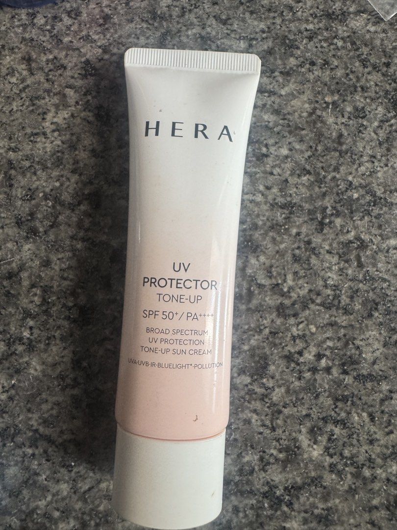 Hera UV Protector Tone-Up SPF 50+ PA++++ (Category: Face Care) located in Cavite. Submitted by mimilovesimple (Listing ID 1435801141, Image 1). Description: - Hera UV Protector Tone-Up Sunscreen - SPF 50+ PA++++ - Broad-spectrum UV protection - Protects against UVA, UVB, IR, and blue light - 50ml - Made in Korea.