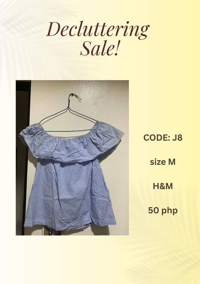 H&M Powder Blue Stripes Off Shoulder Top (Category: Blouses) located in Dasmarinas. Submitted by jiwei.04 (Listing ID 1435906355, Image 1). Description: LOC: Dasma, CAVITE MOP: GCASH MOD: JNT SMALL POUCH SHIPPING FEE: LUZON - 54 VISAYAS - 74 MINDANAO - 79.