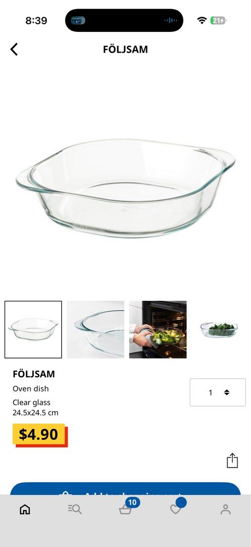 IKEA FÖLJSAM Oven Dish - Clear Glass