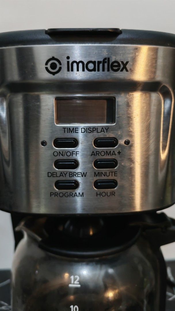Imarflex Coffee Maker with Timer (Category: Coffee Machines & Makers) located in Angeles City. Submitted by cathtayer (Listing ID 1435845612, Image 3). Description: ☕ Imarflex Coffee Maker (ICM-512AS) ✅ Time display ✅ Program & Delay brew – wake up to fresh coffee ✅ Aroma+ function ✅ Easy ON/OFF with Hour/Minute settings Comes with: ✔ Main unit (2nd hand) ✔ Power cord 💯 Fully working, no issues. Lightly used, well-maintained. 📦 Meet-up or shipp