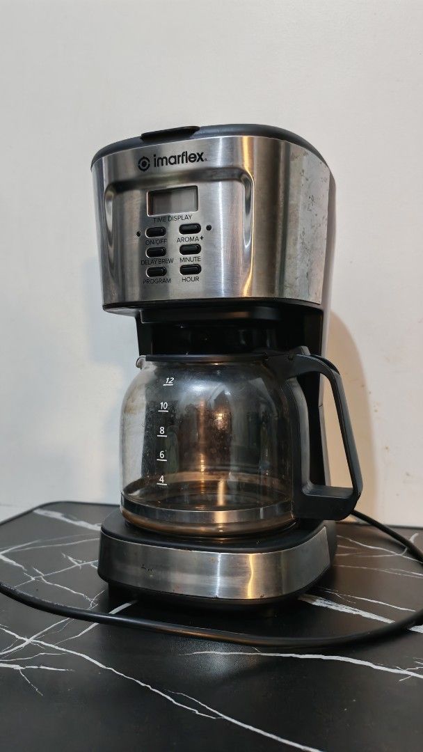 Imarflex Coffee Maker with Timer (Category: Coffee Machines & Makers) located in Angeles City. Submitted by cathtayer (Listing ID 1435845612, Image 2). Description: ☕ Imarflex Coffee Maker (ICM-512AS) ✅ Time display ✅ Program & Delay brew – wake up to fresh coffee ✅ Aroma+ function ✅ Easy ON/OFF with Hour/Minute settings Comes with: ✔ Main unit (2nd hand) ✔ Power cord 💯 Fully working, no issues. Lightly used, well-maintained. 📦 Meet-up or shipp