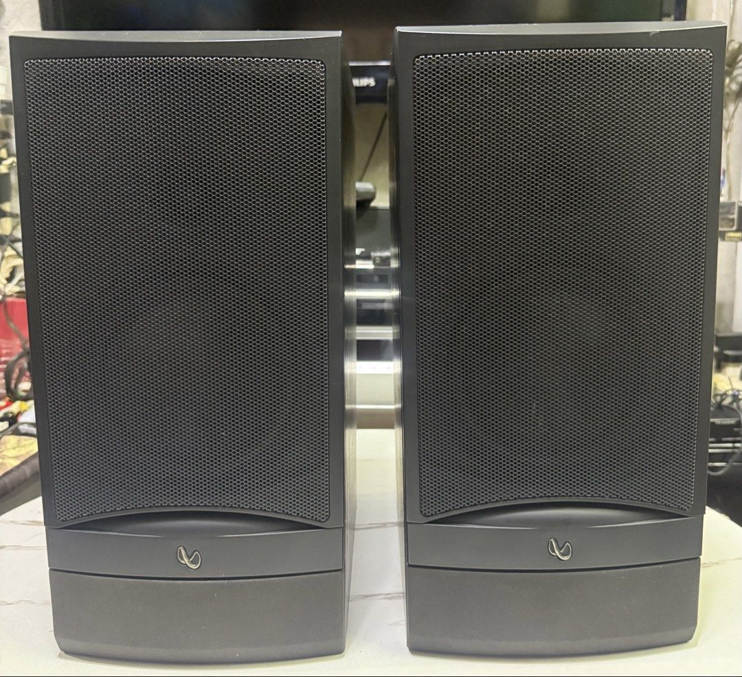 Infinity Reference 2000.3 Speakers (Category: Soundbars, Speakers & Amplifiers) located in Manila. Submitted by bosecube (Listing ID 1435714701, Image 1). Description: Note: New Woofer Install Check Photo for other info - Infinity Reference 2000.3 speakers - Black finish - Mesh front cover - Speaker wire terminals - Woofer and tweeter configuration - 8 ohms - 15-125W Call or Txt 09690688520 .