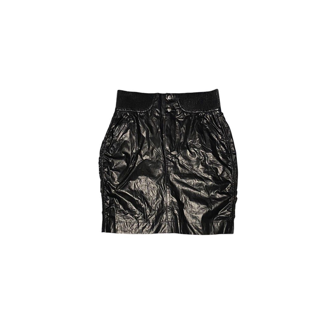 Isabel Marant Amel Coated Silk Mini Skirt (Category: Luxury Apparel) located in Victorias. Submitted by preluxe_ph (Listing ID 1435828938, Image 1). Description: -27 to 32 waistline -18 length - High-waisted design - Elastic waistband - Zipper pocket - Made in Lithuania - Shiny, possibly leather-like appearance - Button closure.