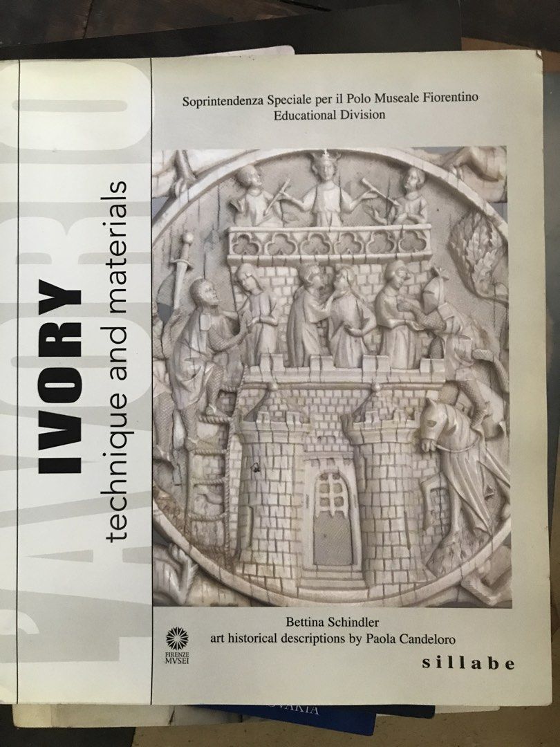 Ivory Technique and Materials Book (Category: Textbooks) located in Quezon City. Submitted by safedragon_2306ab257 (Listing ID 1435780368, Image 1). Description: - Title: Ivory Technique and Materials - Author: Bettina Schindler - Art Historical Descriptions: Paola Candeloro - Publisher: Sillabe - Cover: Features an ivory carving with figures and a building..
