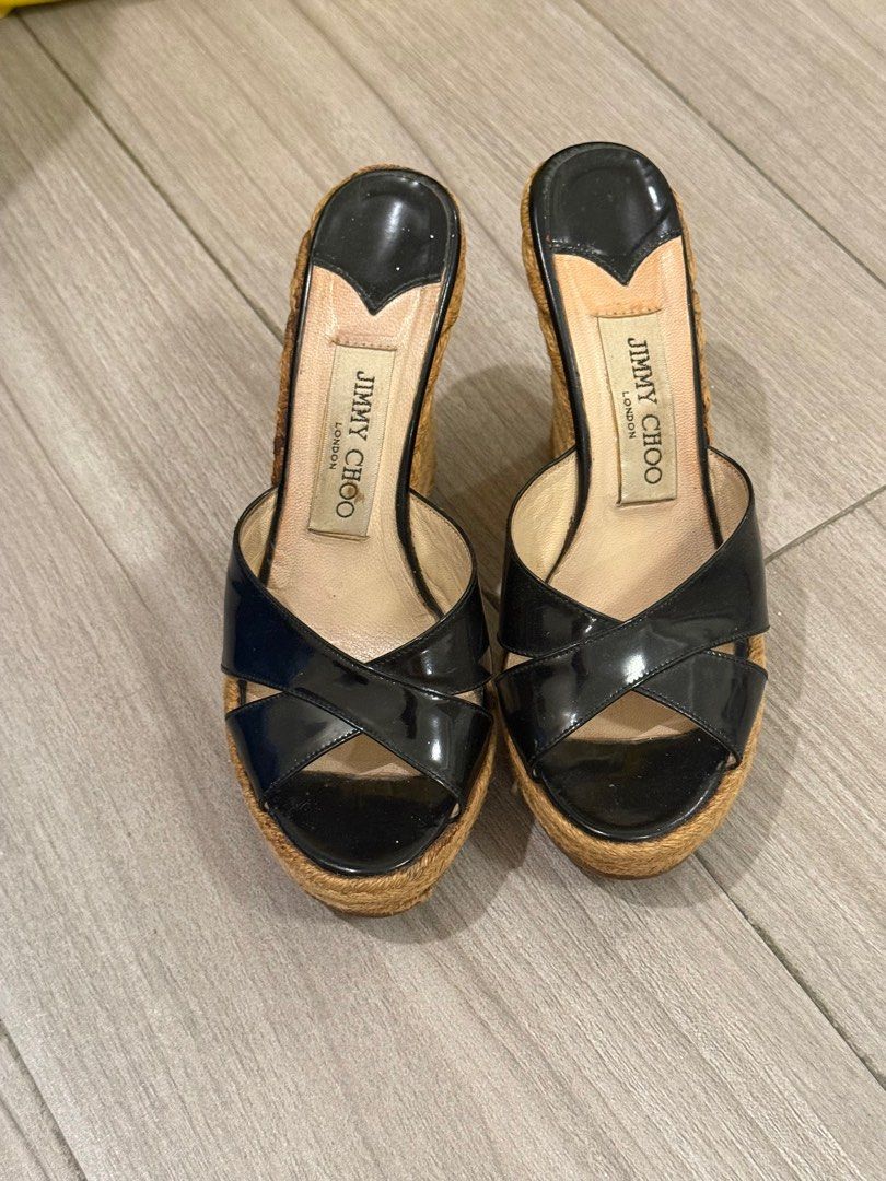Jimmy Choo Black Wedge Sandals (Category: Wedges) located in Pasig City. Submitted by helpsisdeclutter (Listing ID 1435858468, Image 1). Description: Size 36 .