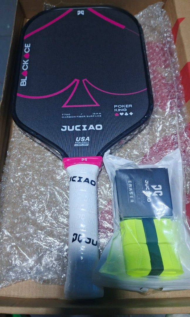 Juciao Poker king pickleball paddle (Category: Other Sports Equipment and Supplies) located in Bacoor. Submitted by punkzappa18 (Listing ID 1435769370, Image 2). Description: For sale brandnew original Pickleball paddle For sale pickleball paddle Brandnew FIXED PRICE PASS SA TAWAD Juciao Poker king pickleball paddle Carbon fiber surface gen 3 paddle for intermediate and advance players 2,700 pesos only fixed price na po Di pa nagagamit at gift la