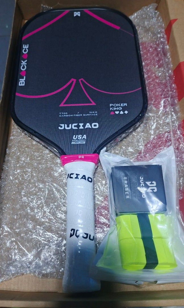 Juciao Poker king pickleball paddle (Category: Other Sports Equipment and Supplies) located in Bacoor. Submitted by punkzappa18 (Listing ID 1435769370, Image 1). Description: For sale brandnew original Pickleball paddle For sale pickleball paddle Brandnew FIXED PRICE PASS SA TAWAD Juciao Poker king pickleball paddle Carbon fiber surface gen 3 paddle for intermediate and advance players 2,700 pesos only fixed price na po Di pa nagagamit at gift la