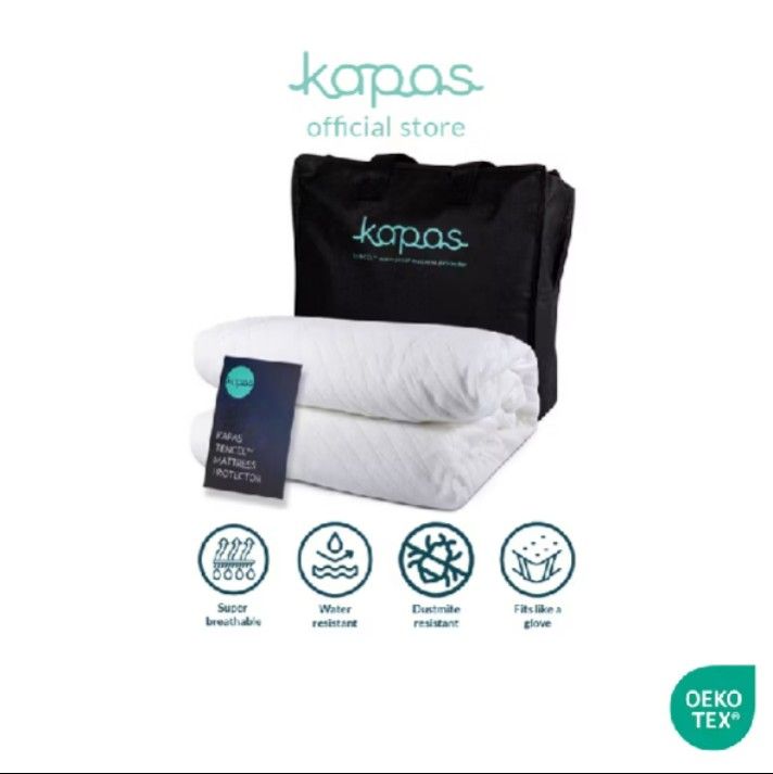 Kapas Tencel Mattress Protector - Water Resistant (Category: Bedding & Towels) located in Singapore. Submitted by vastbear.7848a1 (Listing ID 1435782836, Image 1). Description: Protect your mattress with this brand new Kapas Tencel Mattress Protector! It's breathable, water-resistant, and dust mite resistant. Comes with a storage bag. https://sgfiresalesnow.com/s9uaxg.