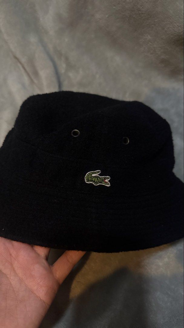 Lacoste Bucket Hat and Cap (Category: Caps & Hats) located in Marikina City. Submitted by peppermint101 (Listing ID 1435888649, Image 3). Description: - Lacoste khaki Bucket Hat - Lacoste Waway is reversible - black and khaki color - Features Lacoste logo - Lacoste Black Cap - Features Lacoste logo - Durable materials - Cap includes style number tag - As pack .