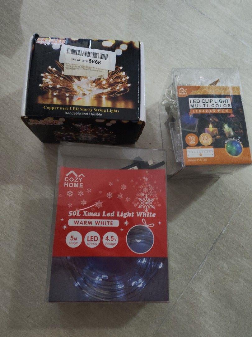 LED String Lights bundle (Category: Lighting) located in Singapore. Submitted by imrudelikethis (Listing ID 1435803671, Image 1). Description: Preloved Long term storage All for S$5.