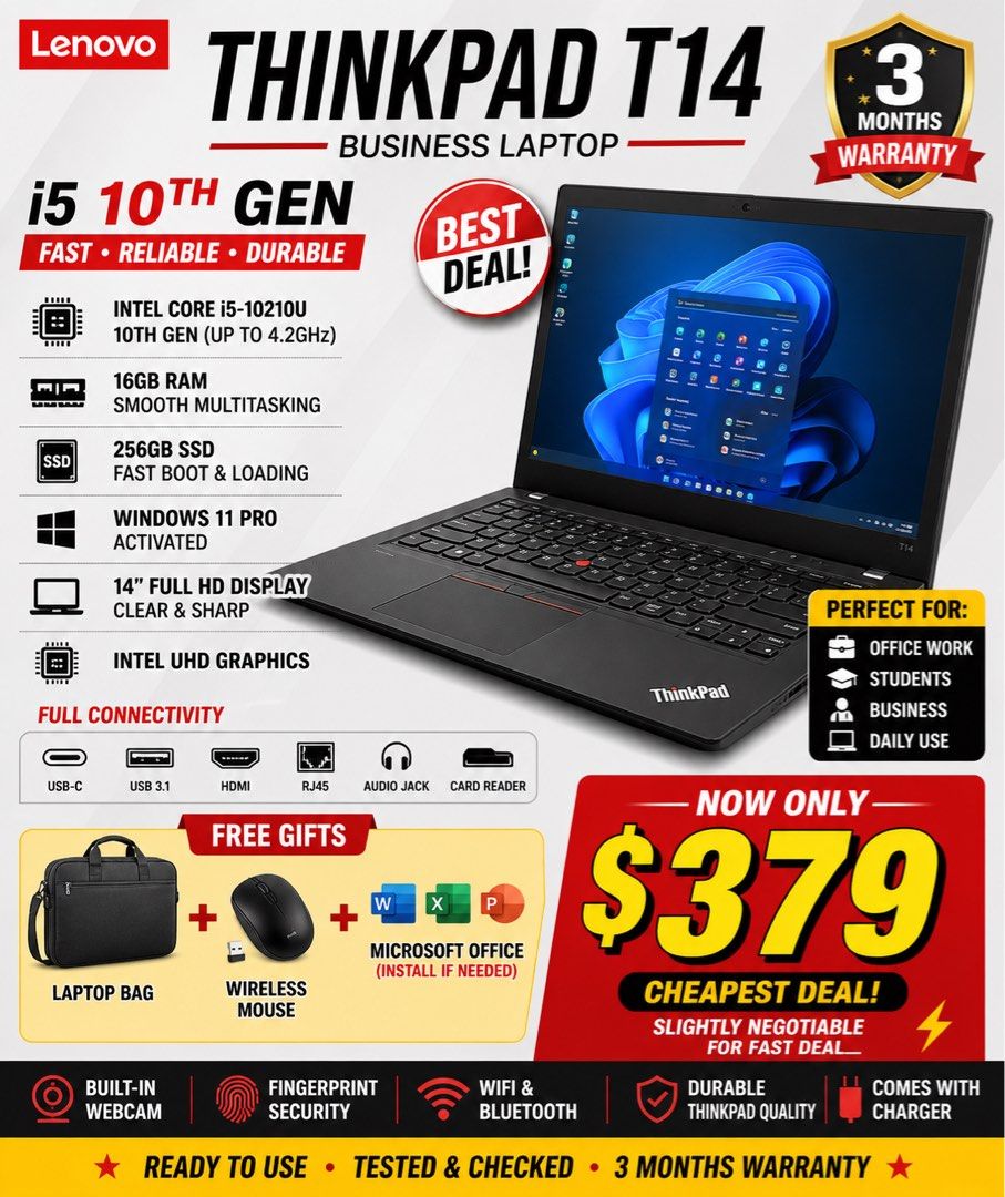 Lenovo ThinkPad T14 i5 10th Gen 16GB 256GB SSD