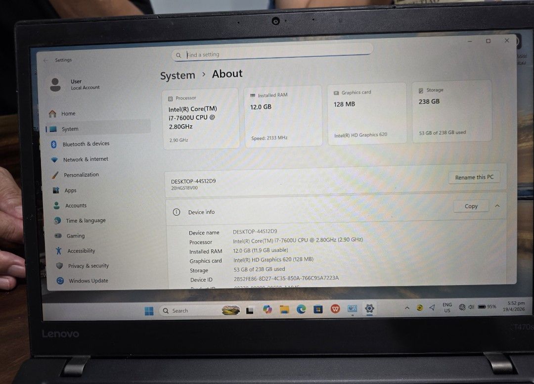 Lenovo ThinkPad T470 Laptop444011606872565760