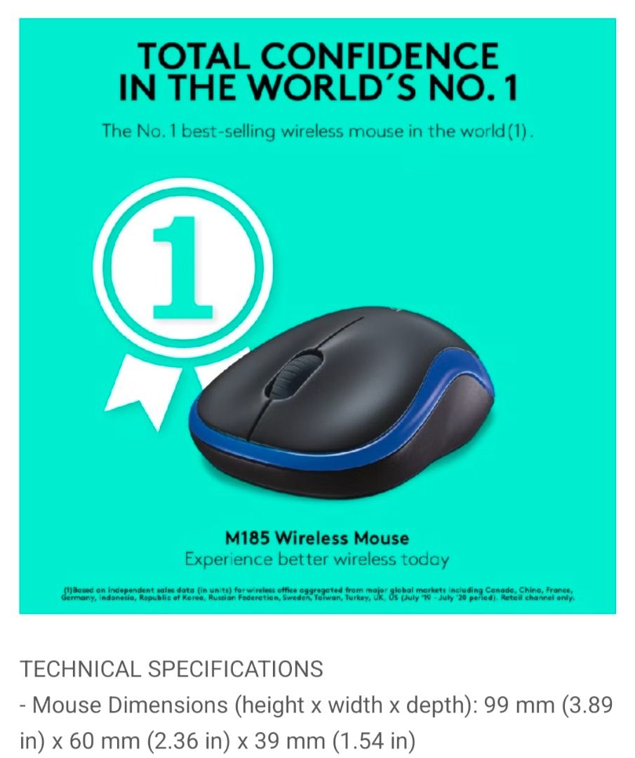 M185 Wireless Mouse 1000DPI 2.4GHz USB Mouse for PC/Laptop Mice444001937754705921