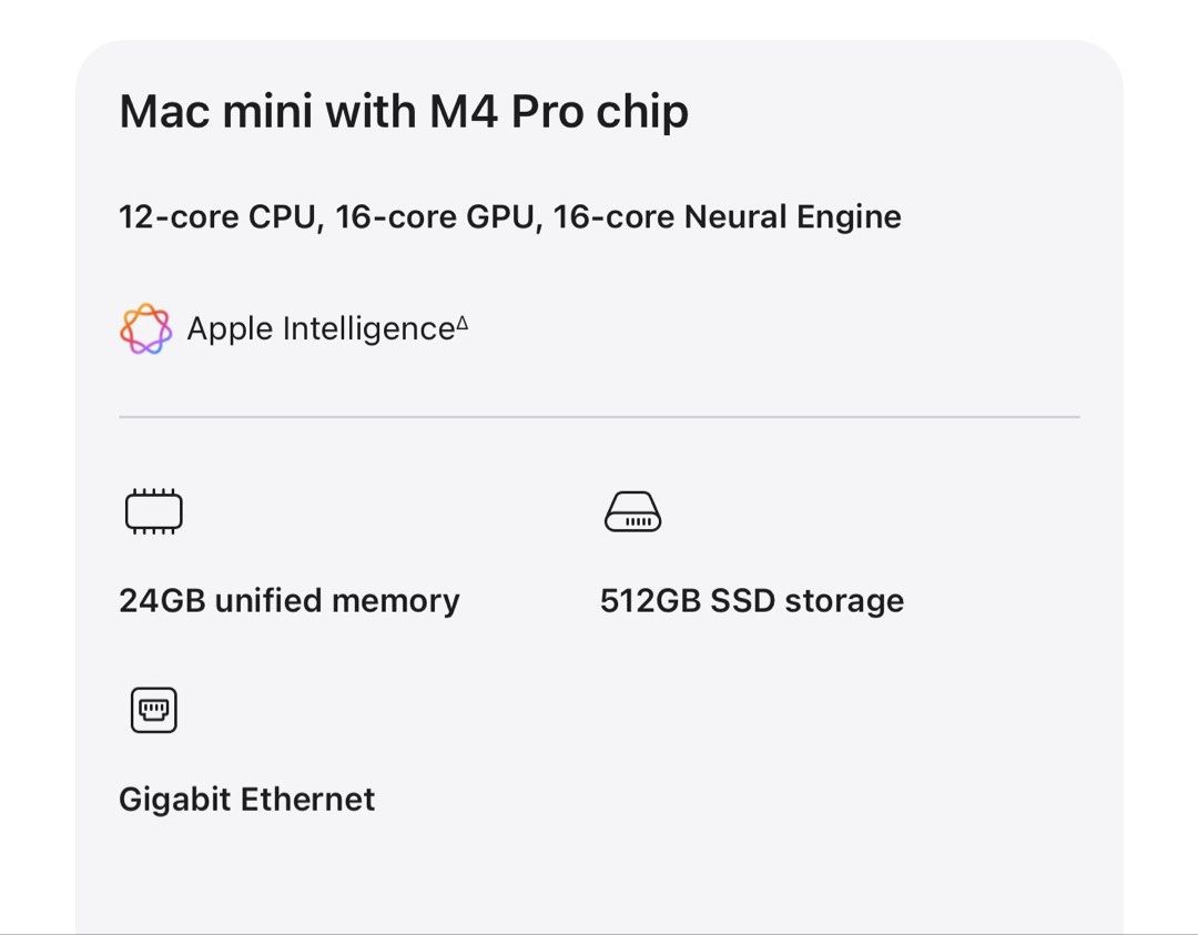 Mac Mini M4 PRO 24GB RAM / 512GB SSD444132947615426561