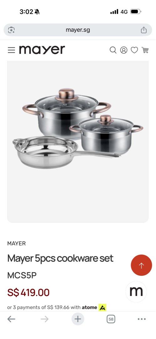 Mayer 5pcs Stainless Steel Cookware Set MC5SP443952093023457282