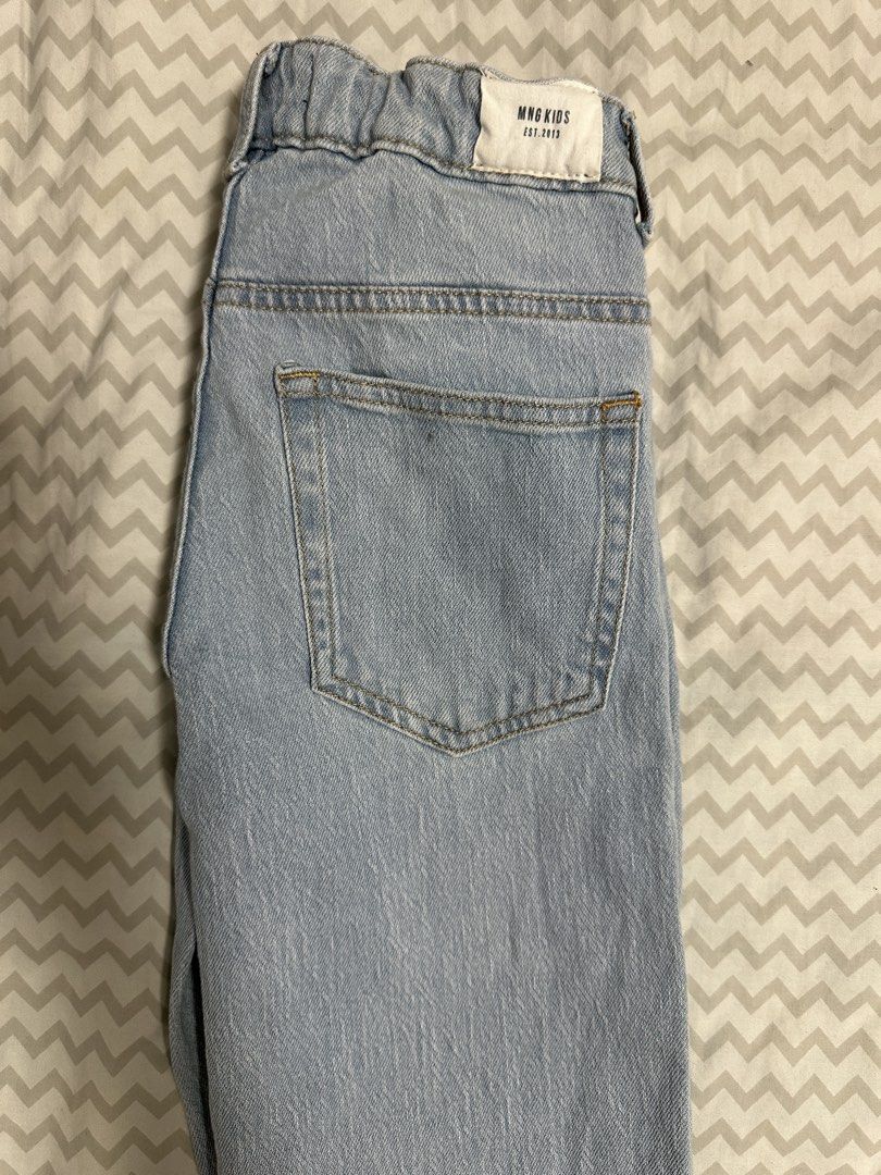 MNG Kids Light Wash Jeans (Category: Babies & Kids Fashion) located in Manila. Submitted by classywardrobemanila (Listing ID 1435834811, Image 2). Description: - MNG Kids light wash jeans - Size 12 - Straight leg fit - Button and zipper closure - Length: 152cm - Two front pockets - Two back pockets.